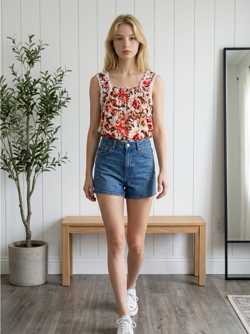 Entro Floral Print Tank Top - Medium (NWOT)